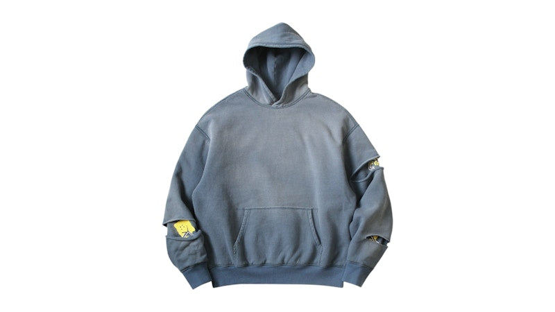 Kapital Fleece Peckish Rainbow Elbow Hoodie Blue