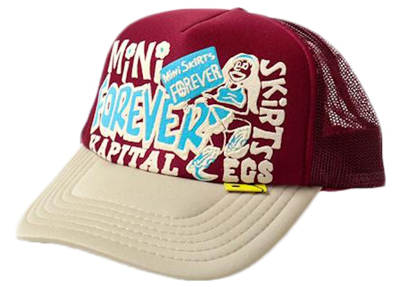 Kapital Legs Mini Skirts Forever Trucker Hat Burgundy/Beige