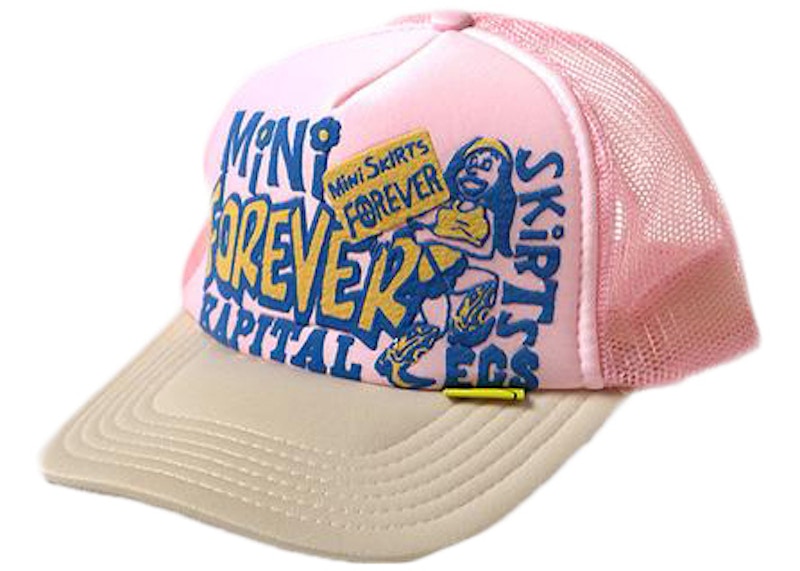 Kapital Legs Mini Skirts Forever Trucker Hat Pink/Ecru