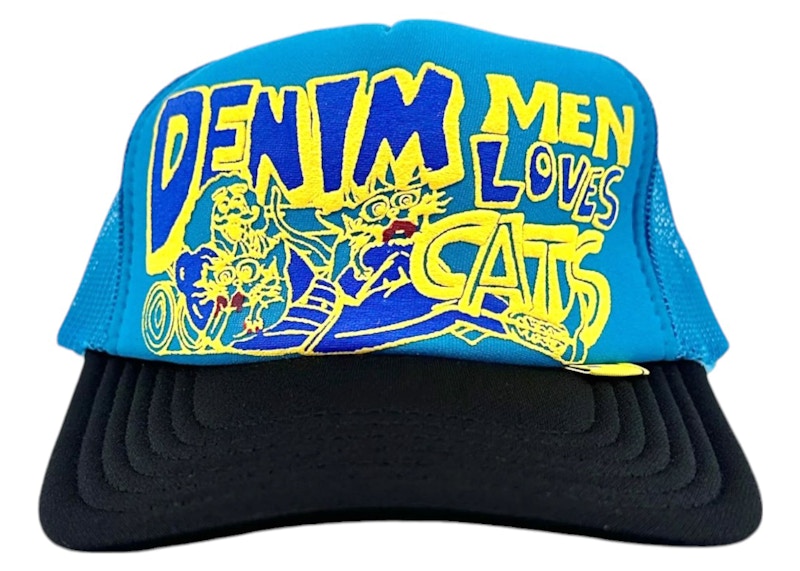 Kapital Men Love Cats Denim Trucker Hat Teal