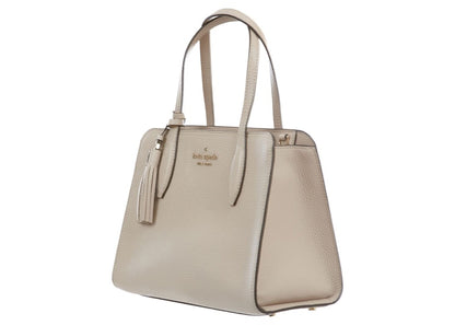 Kate Spade Rowe Leather Top Zip Satchel Bag Small Warm Beige