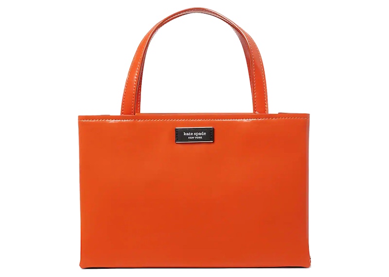 Kate Spade Sam Icon Leather Tote Bag Small Fiery Orange