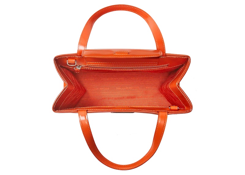 Kate Spade Sam Icon Leather Tote Bag Small Fiery Orange