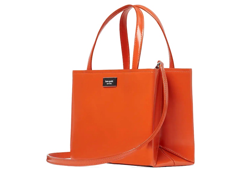 Kate Spade Sam Icon Leather Tote Bag Small Fiery Orange