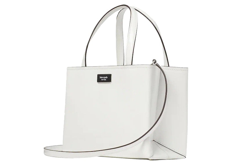 Kate Spade Sam Icon Leather Tote Bag Small True White