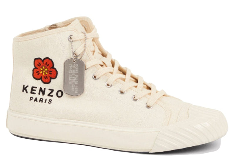 Kenzo School High Top Trainers Paris Logo Cream