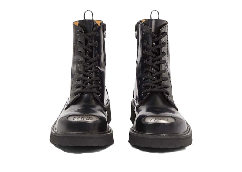 Kenzosmile Lace Up Boots Black Spazzolato Leather