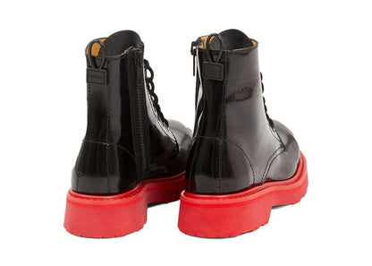 Kenzosmile Lace Up Boots Black Spazzolato Leather Red Sole (Women's)
