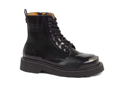 Kenzosmile Lace Up Boots Black Spazzolato Leather