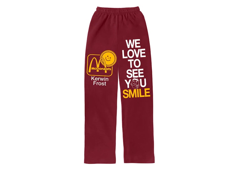 Kerwin Frost x McDonald's We Love To See You Smile Wide Leg Sweatpants Dark Red