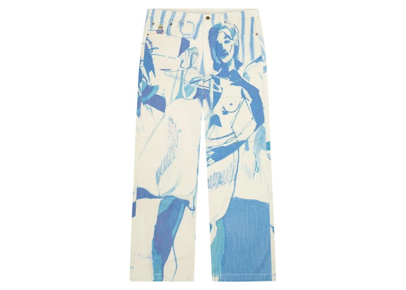 KidSuper 1989 Bedroom Painting Denim Pants Cream