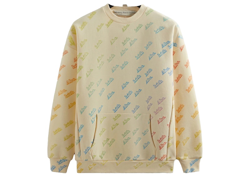 Kith Advisory Board Crystals Rainbow Print Crewneck Cream