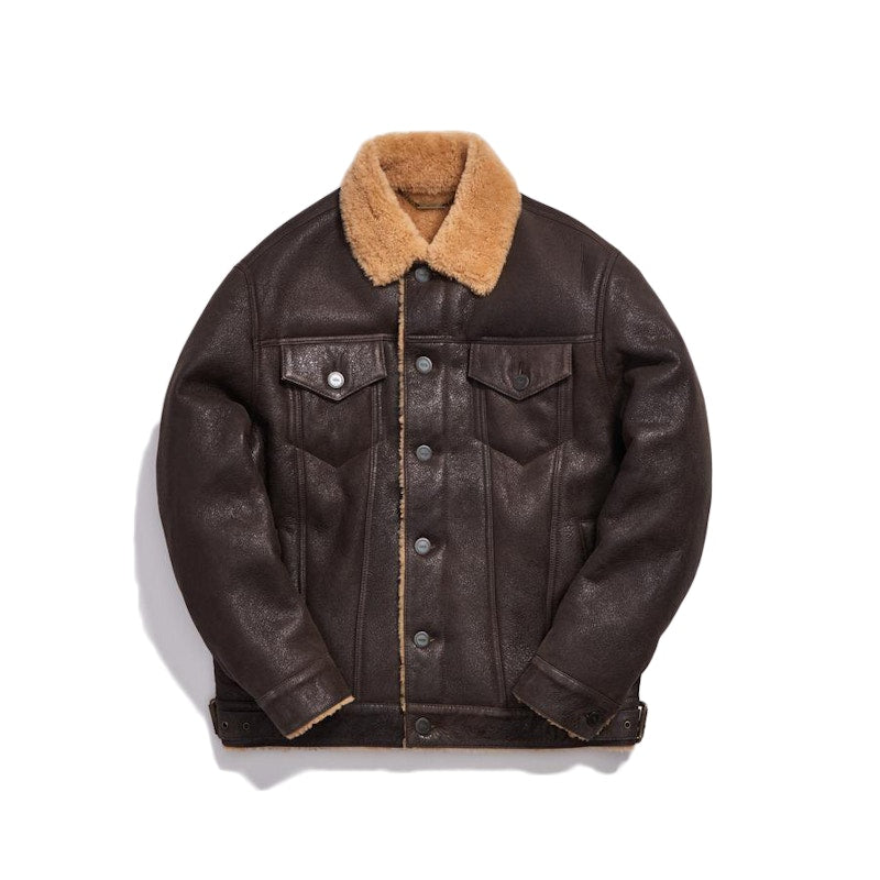 Kith Amherst Shearling Trucker Jacket (FW19) Dark Brown