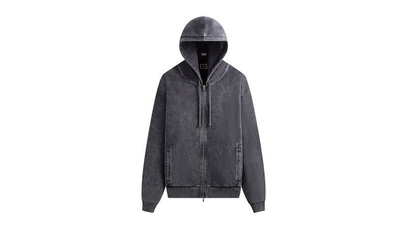 Kith Antique Wash Full Zip Nelson Hoodie Black