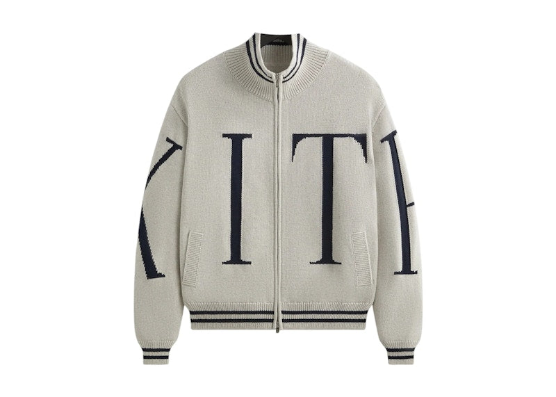 Kith Big Letter New York Wyona Full Zip Sweater Light Heather Grey