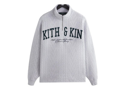 Kith Cable Fleece Quarter Zip Light Heather Grey