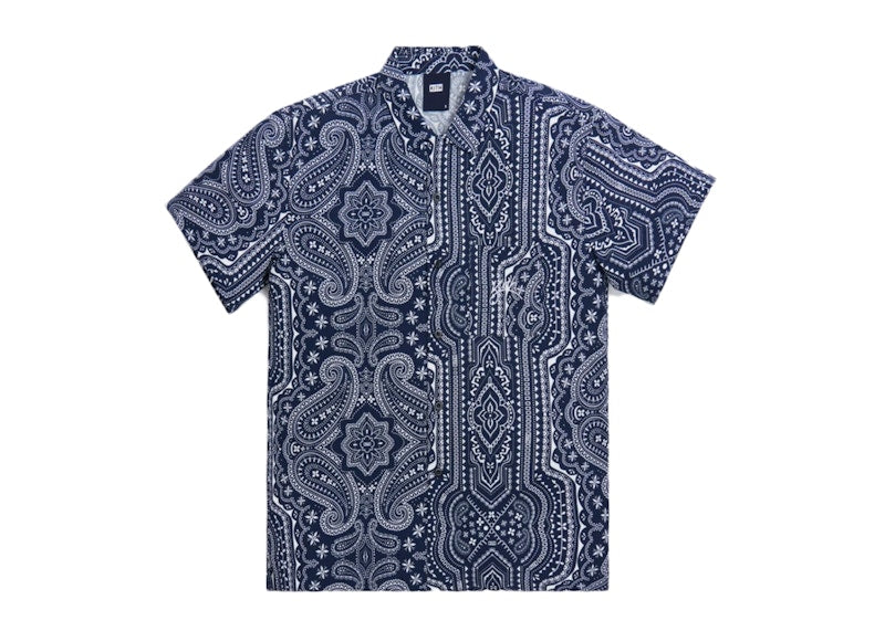 Kith Camp Collar Silk Cotton Shirt Navy/Multi