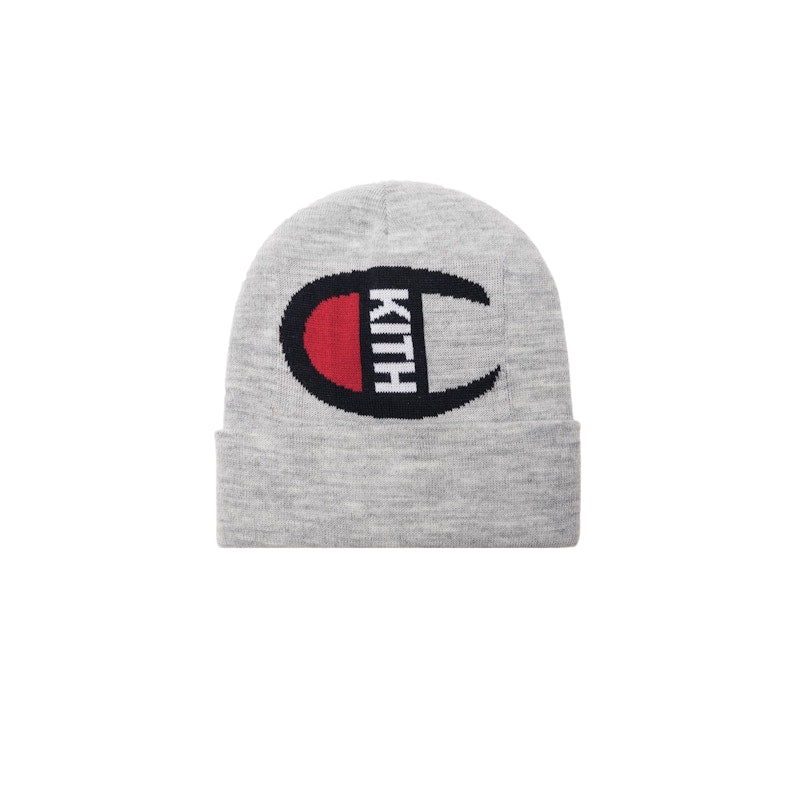 Kith Champion Intarsia Logo Beanie Heather Grey