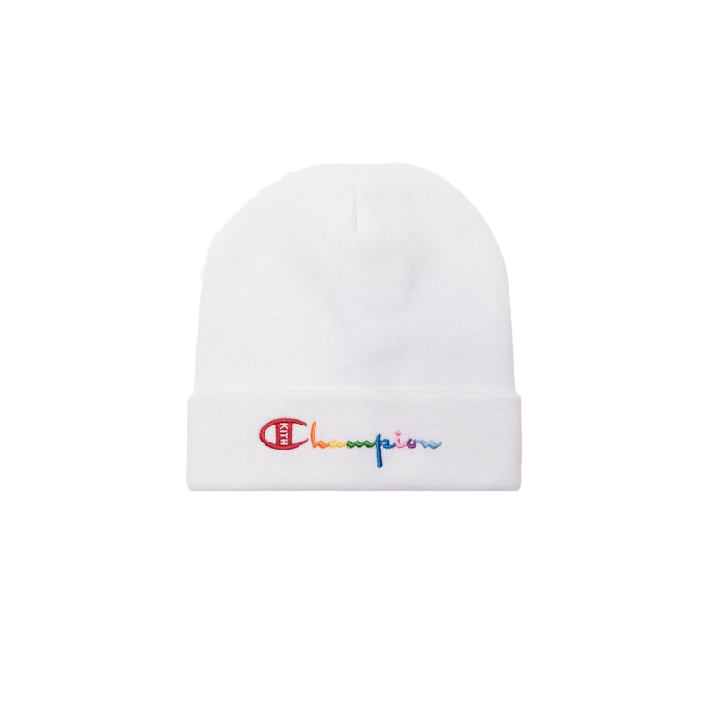 Kith Champion Logo Beanie White