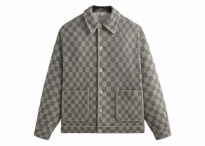 Kith Check Boucle Boxy Collared Overshirt Steel