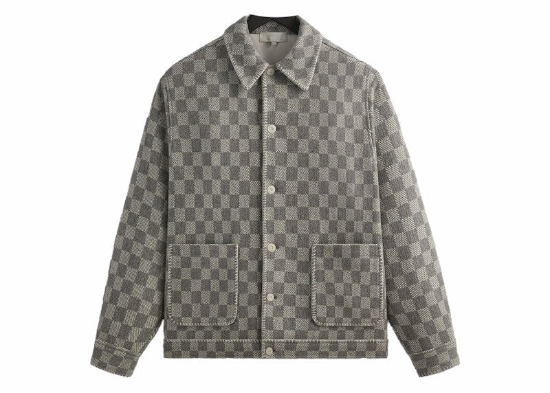 Kith Check Boucle Boxy Collared Overshirt Steel