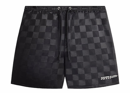 Kith Checkered Satin Collins Short Black