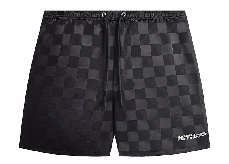 Kith Checkered Satin Collins Short Black