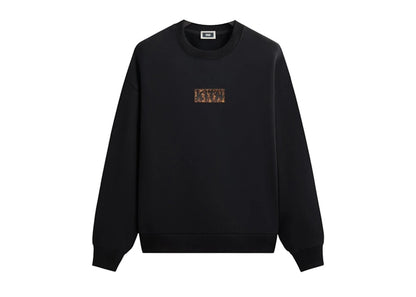 Kith Classic Logo Leopard Applique Nelson Crewneck Black