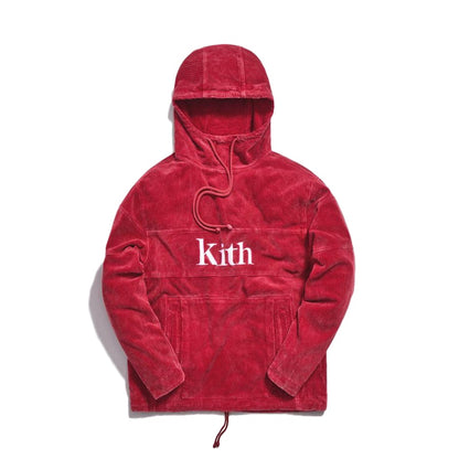 Kith Corduroy Double Pocket Hoodie Red