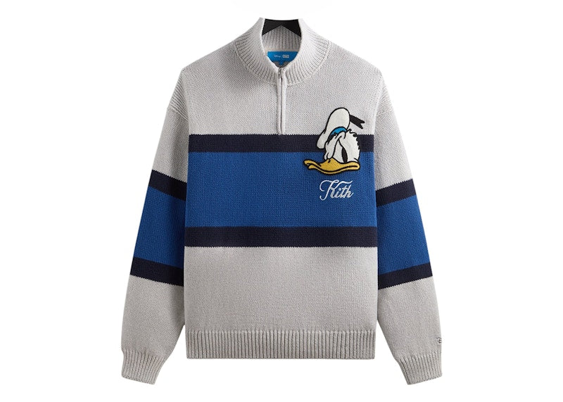 Kith Disney Donald Duck Quarter Zip Wyona Sweater Light Heather Grey