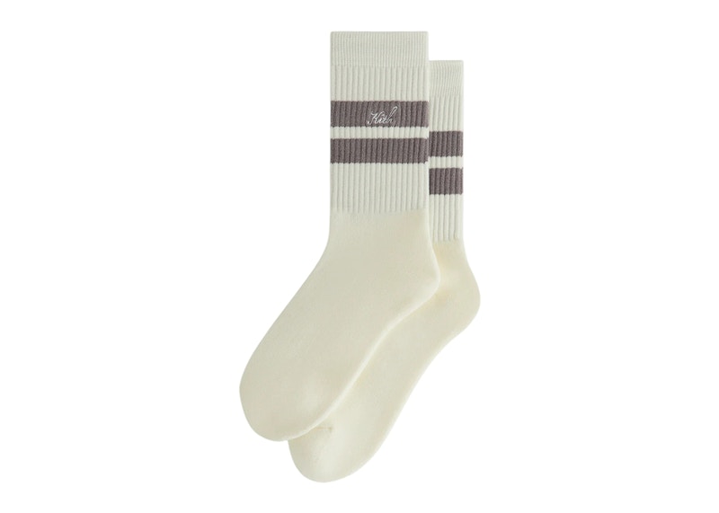 Kith Double Stripe Script Embroidered Cotton Crew Socks Argon