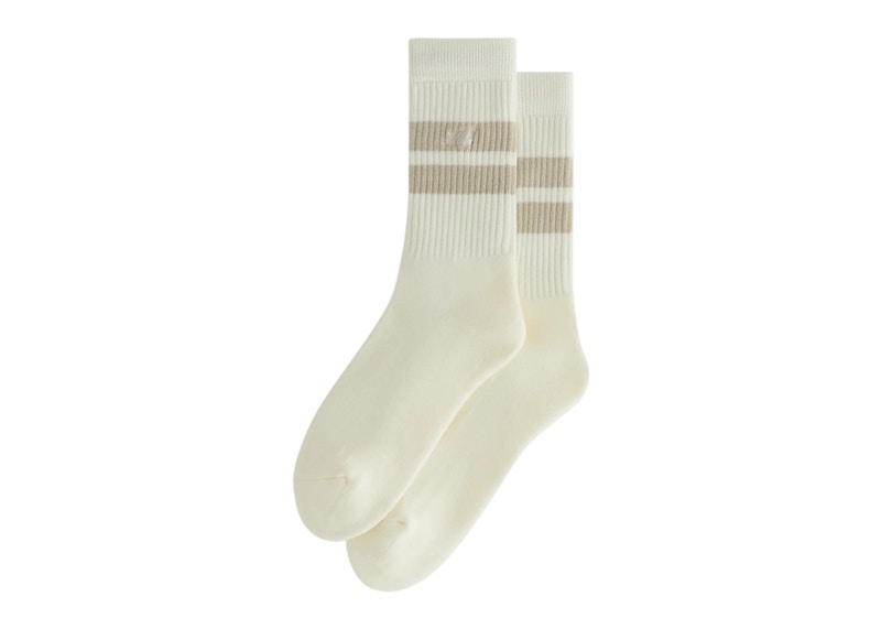 Kith Double Stripe Script Embroidered Cotton Crew Socks Hallow