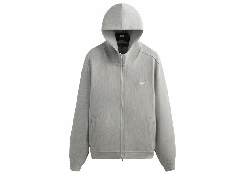 Kith Double Weave Selfridge Zip Up Hoodie Light Heather Grey