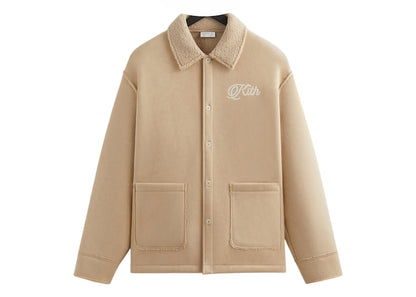 Kith Faux Shearling Long Sleeve Boxy Collared Overshirt Stolid