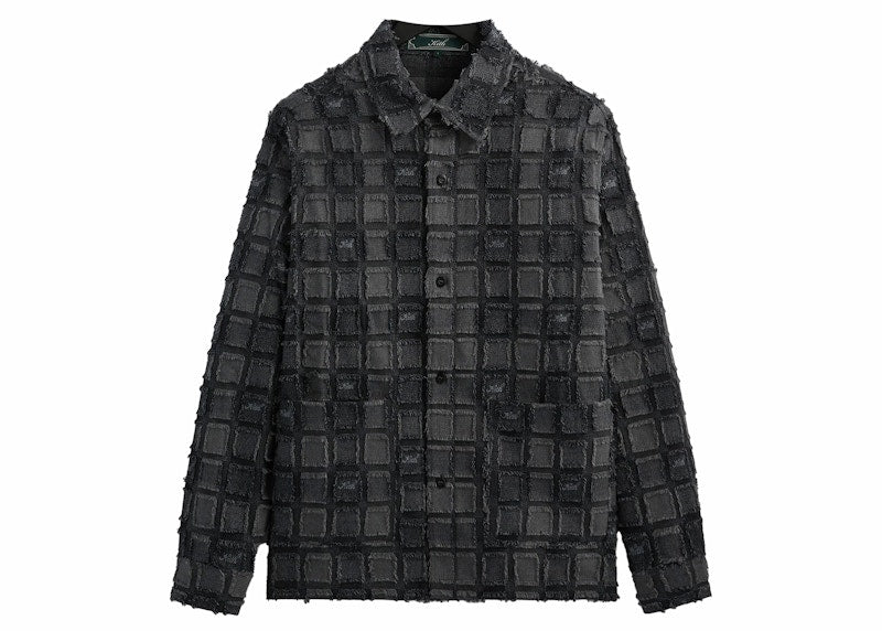 Kith Fils Coupe Check Long Sleeves Boxy Collared Overshirt Black