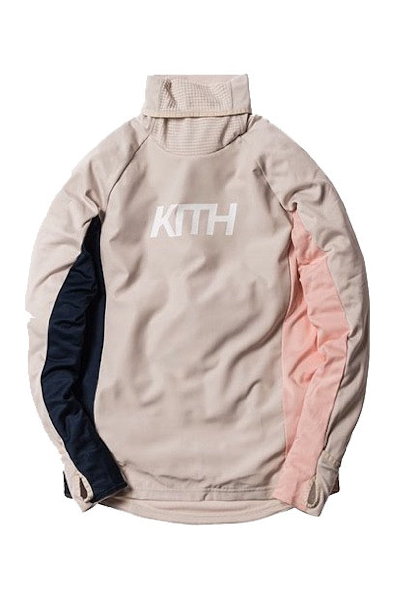 Kith Flamingos Funnel Neck Long Sleeve Sweatshirt Beige