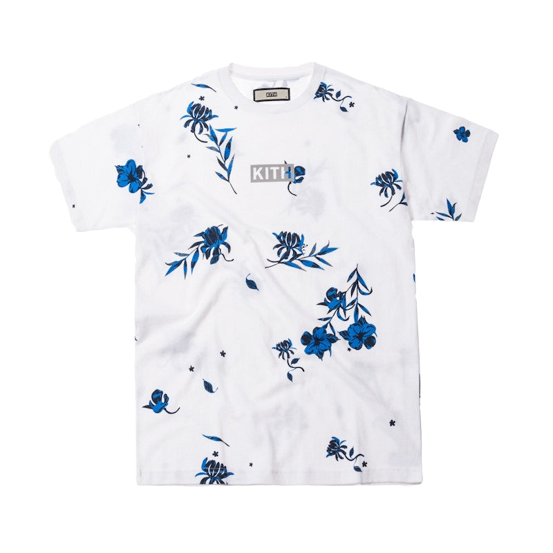 Kith Floral Classic Logo Tee Blue