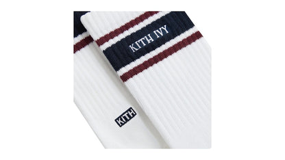 Kith Ivy Wilson Stripe Logo Crew Socks WhitePort Royal
