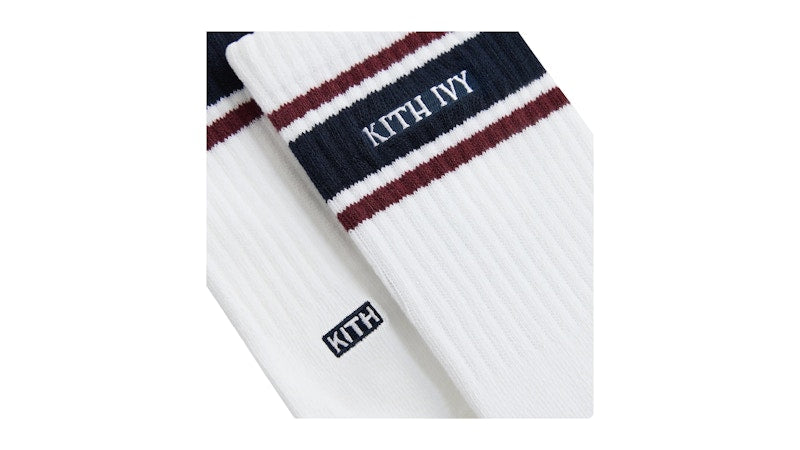 Kith Ivy Wilson Stripe Logo Crew Socks WhitePort Royal
