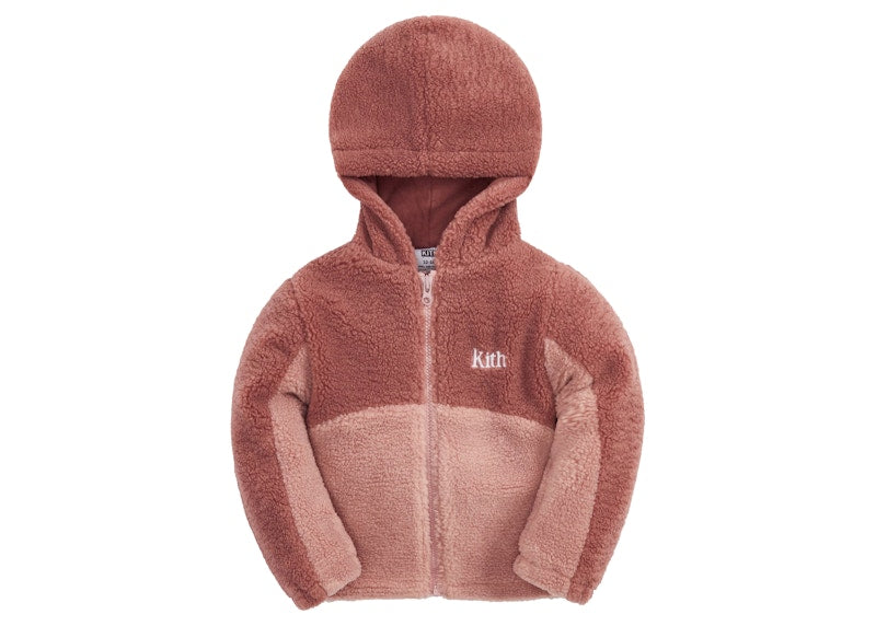 Kith Kids Baby Blocked Faux Sherpa Full Zip Dusty Quartz
