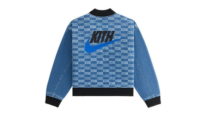 Kith Kids x Nike Denim Laser Etched Varsity Jacket Mystic Navy