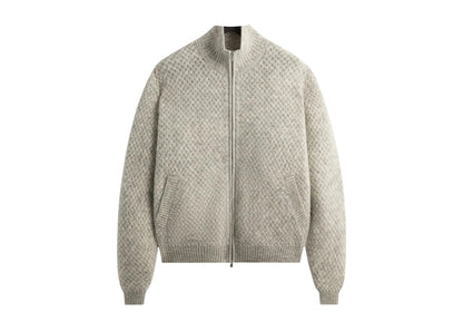 Kith & Kin Basketweave Mohair Wyona Full Zip Medium Heather Grey