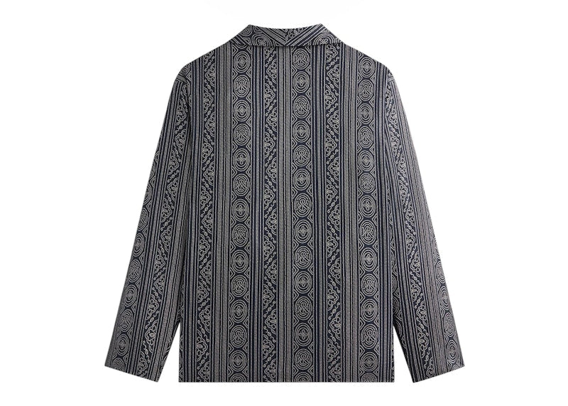 Kith Kin Batik Stripe Long Sleeve Thompson Crossover Shirt Nocturnal