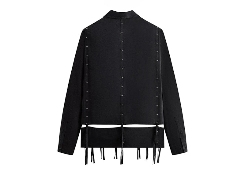 Kith Kin Ribbon Long Sleeve Boxy Collared Overshirt Black