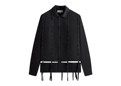 Kith Kin Ribbon Long Sleeve Boxy Collared Overshirt Black