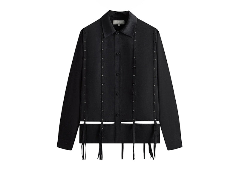 Kith Kin Ribbon Long Sleeve Boxy Collared Overshirt Black