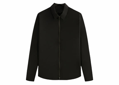 Kith & Kin Tropical Wool Marquis Zip Up Shirt Black
