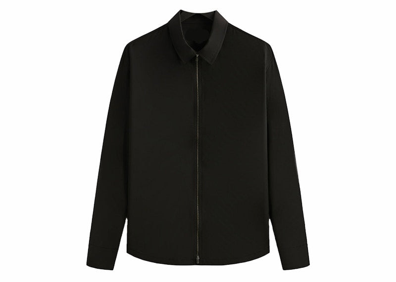 Kith & Kin Tropical Wool Marquis Zip Up Shirt Black