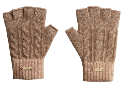 Kith Kithmas Cable Knit Fingerless Gloves Quicksand