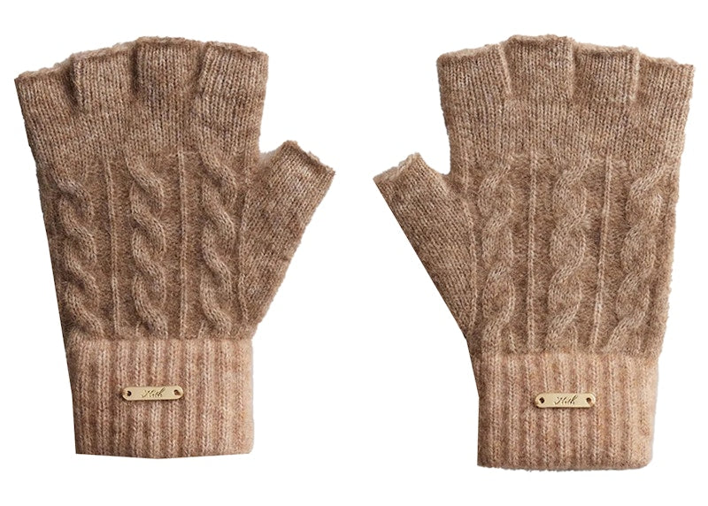Kith Kithmas Cable Knit Fingerless Gloves Quicksand